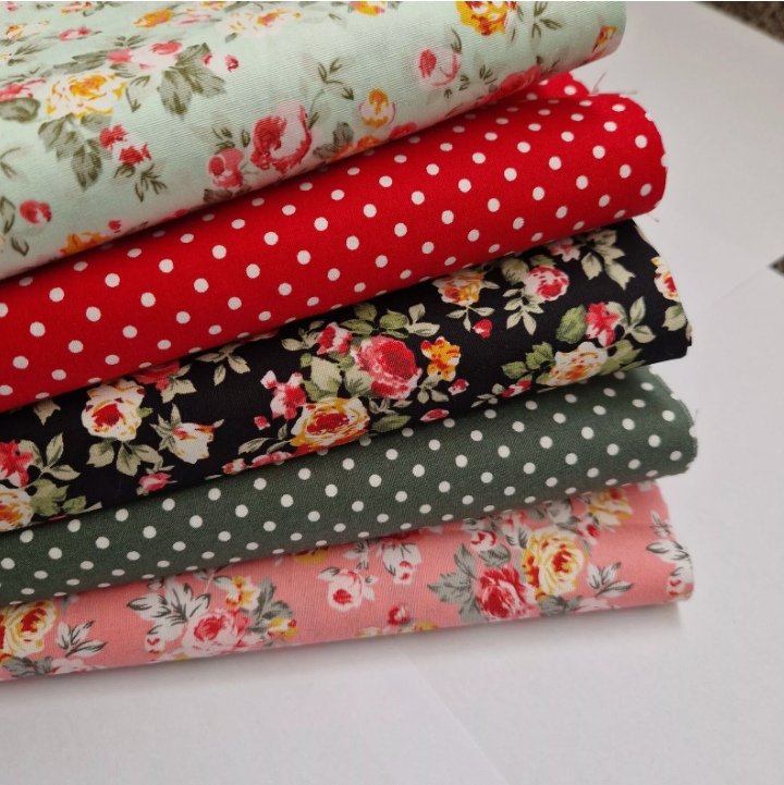 Vintage 100% Cotton Fabric Bundles Fat Quarters Squares Craft Sewing Floral Material
