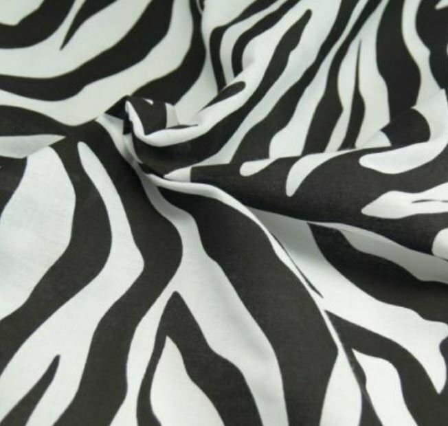 Animal Print Polycotton Fabric Tiger Zebra Leopard Cow Material Dress Craft