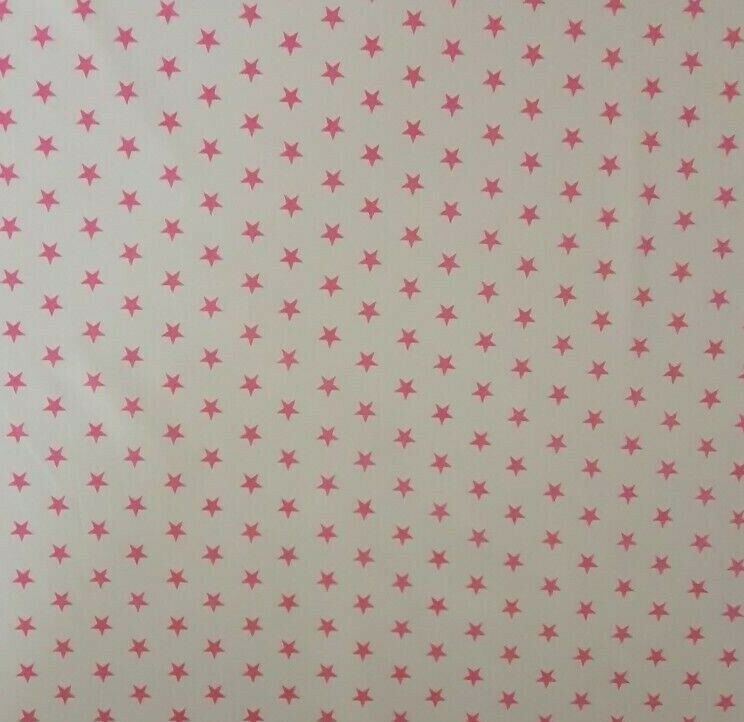 Star Polycotton Fabric Mini Stars Crafts Costume Metre Half Metre Black Pink