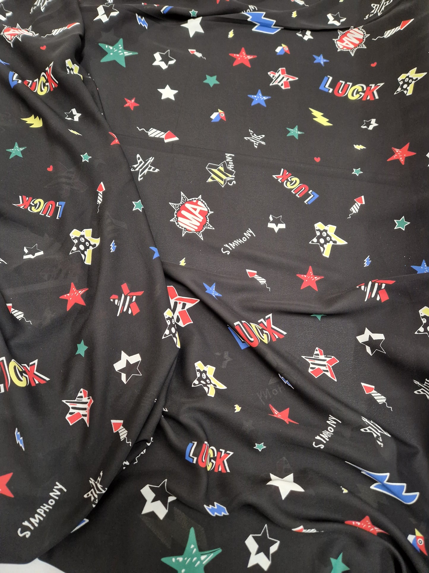 Polyester Crepe Fabric Black Out Of This World