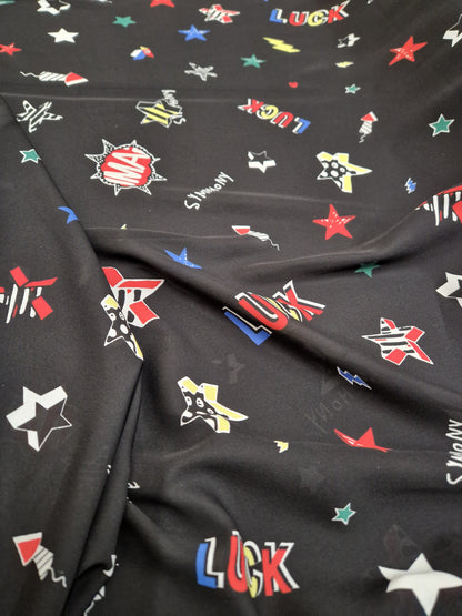 Polyester Crepe Fabric Black Out Of This World