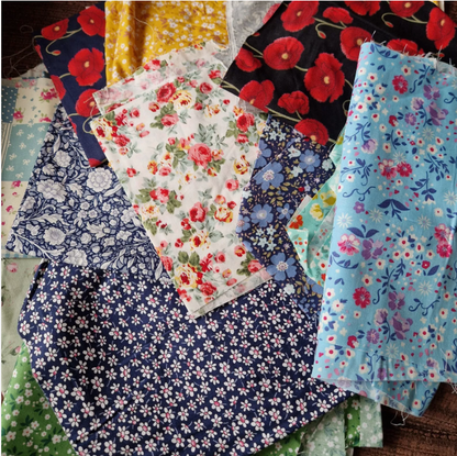 Floral 100% Cotton Fabric Off Cuts Remnants Mixed Colours Prints 200g or 500g