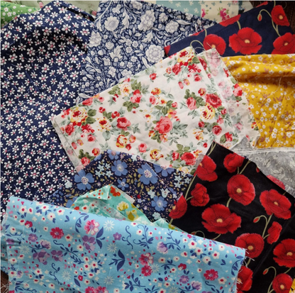 Floral 100% Cotton Fabric Off Cuts Remnants Mixed Colours Prints 200g or 500g