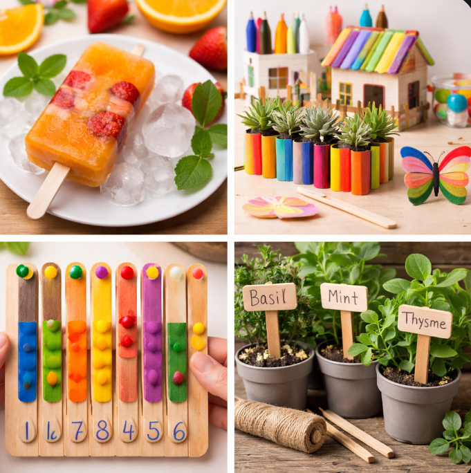 Wooden Lollipop Sticks Lollipop Pop Kids Craft Model Making Lolly Pop