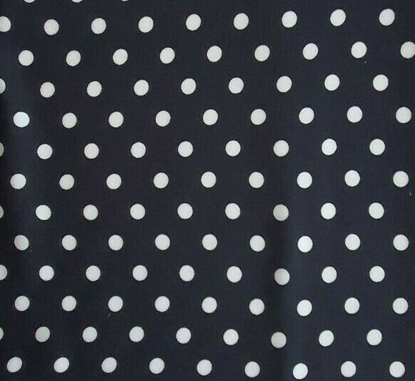 Dressmaking 100% Viscose Rayon Fabric Navy Blue & Black White Polka Dot 140cm