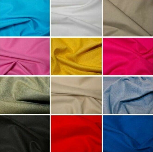 100% Cotton Canvas Fabric Upholstery Plain Coloured Sewing 260gsm 146cm Wide