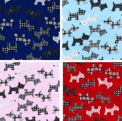 Dog Polycotton Fabric Dogs Animal Pets Scottish Terrier