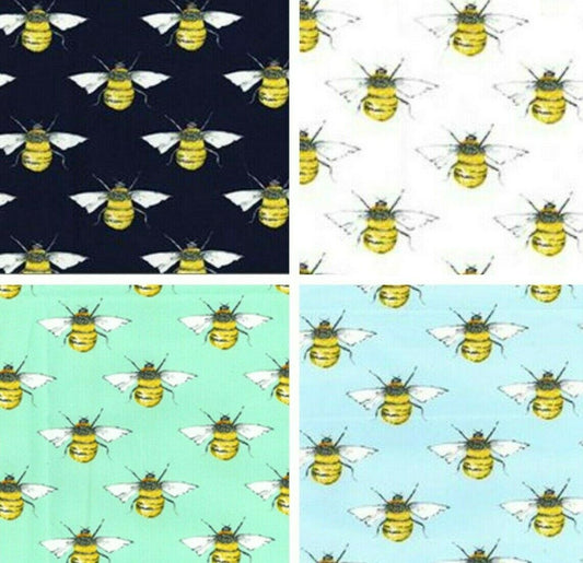 BumbleBee Cotton Fabric Rose & Hubble Animal Dressmaking Crafts Sewing Bee