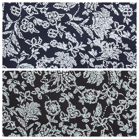 100% Viscose Fabric Leaf Floral 140cm Wide Dress Material Dressmaking Sewing