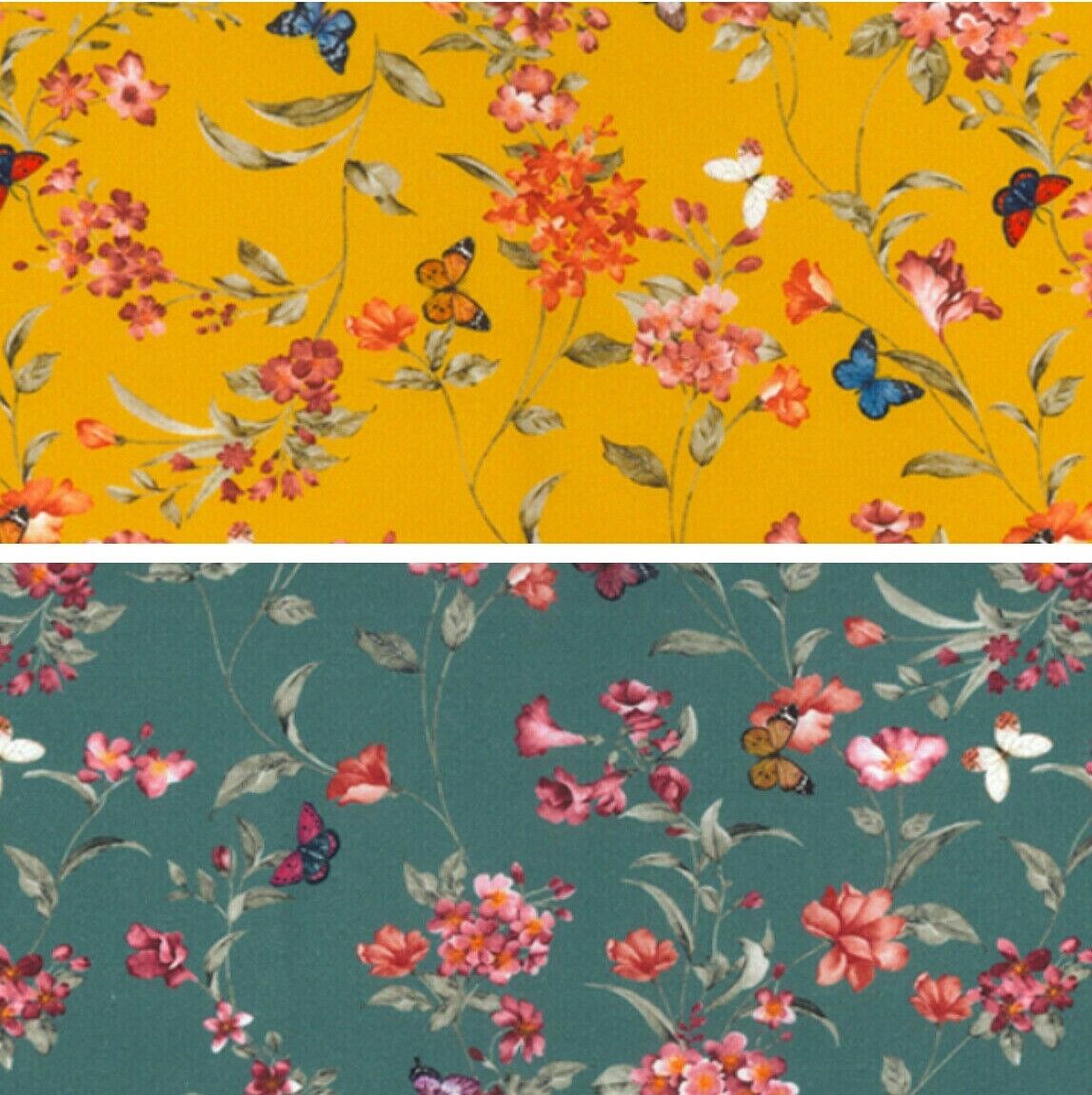 Floral 100% Cotton Fabric Butterflies Sewing Craft 150cm Wide Dressmaking