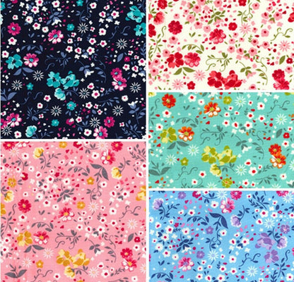 Floral 100% Cotton Poplin Fabric Rose & Hubble Ditsy Daisy Summer Metre FQ