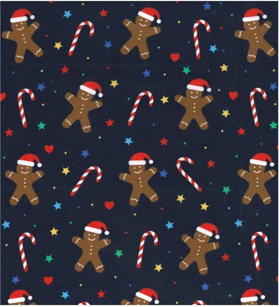 Christmas Polycotton Fabric Holly Santa Reindeer Snow Gingerbread Men Xmas