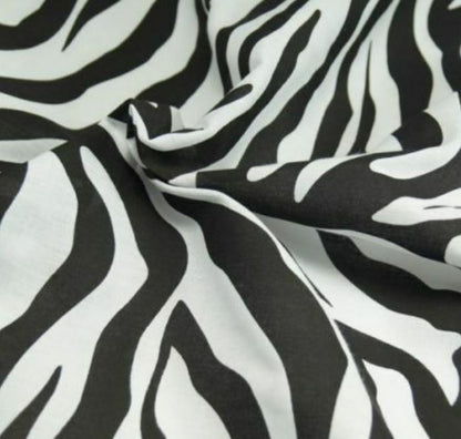 Animal Print Polycotton Fabric Tiger Zebra Leopard Cow Material Dress Craft