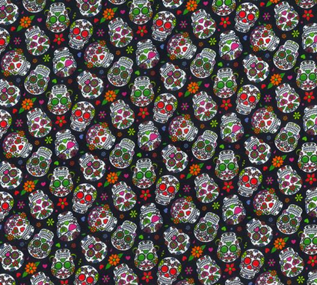 Halloween Fabric 100% Cotton Poplin Skull Floral Candy 150cm Wide Sewing Craft