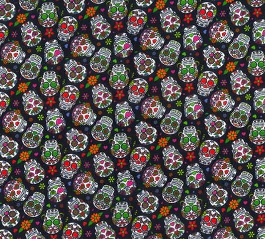 Halloween Fabric 100% Cotton Poplin Skull Floral Candy 150cm Wide Sewing Craft