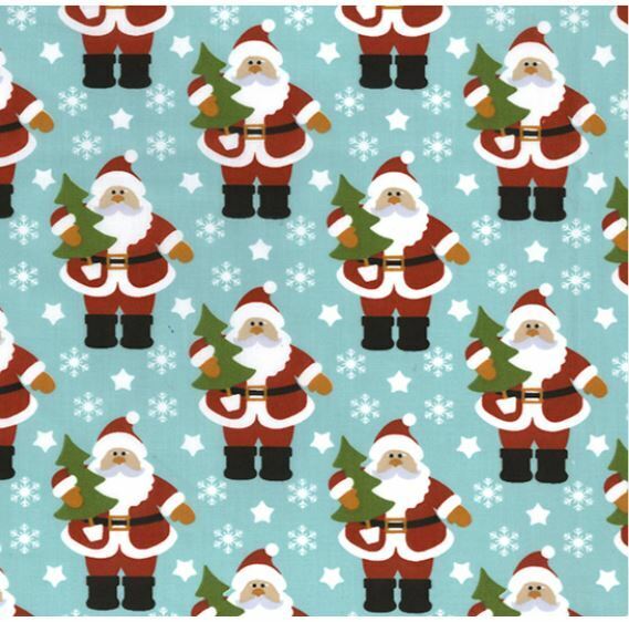 Christmas Polycotton Fabric Holly Santa Reindeer Snow Gingerbread Men Xmas