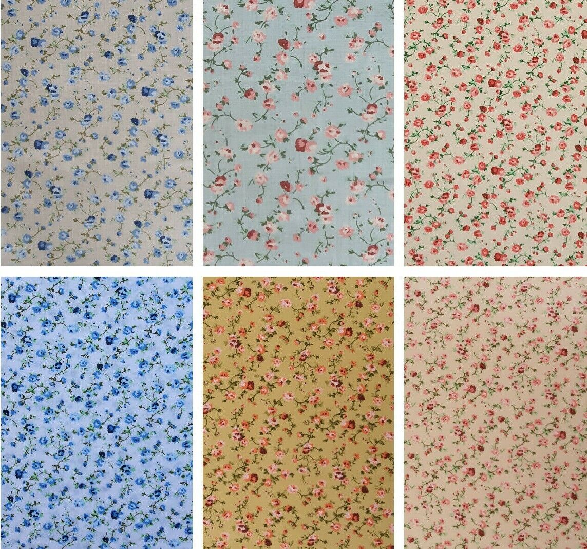 Floral Polycotton Fabric 45" Rose Flowers Sewing Craft