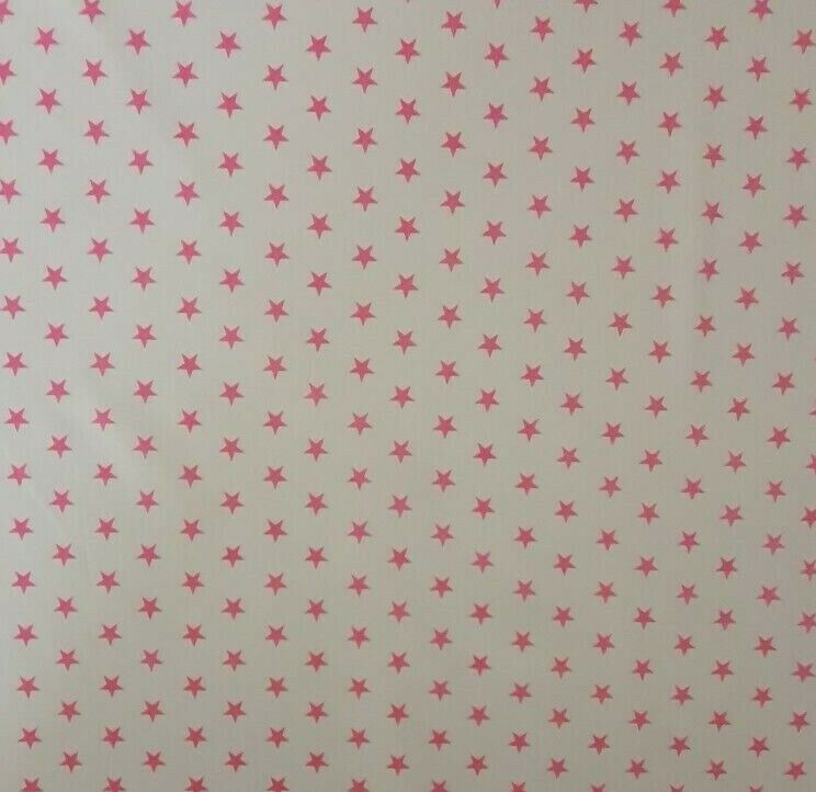 Star Polycotton Fabric Mini Stars Crafts Costume Metre Half Metre Black Pink