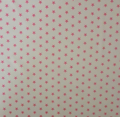 Star Polycotton Fabric Mini Stars Crafts Costume Metre Half Metre Black Pink