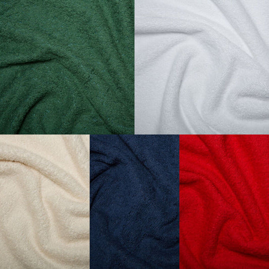 Cotton Towelling Fabric Plain Solid Colour Beach Bath Terry Towel
