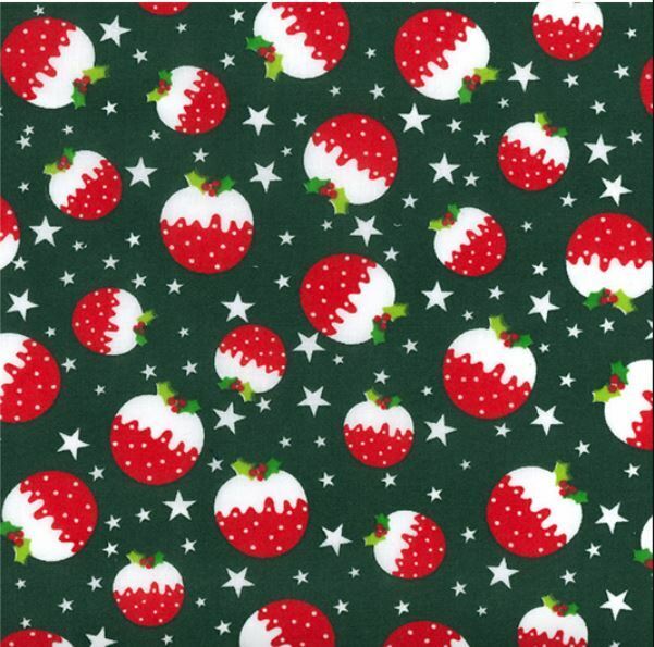 Christmas Polycotton Fabric Holly Santa Reindeer Snow Gingerbread Men Xmas