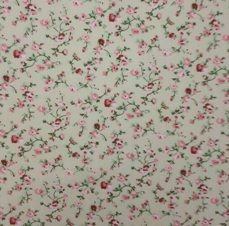 Floral Polycotton Fabric 45" Rose Flowers Sewing Craft