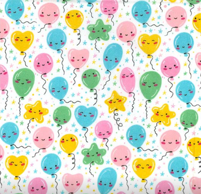 Balloon Polycotton Fabric Happy Balloons Kids Nursey Baby Colours Star Heart