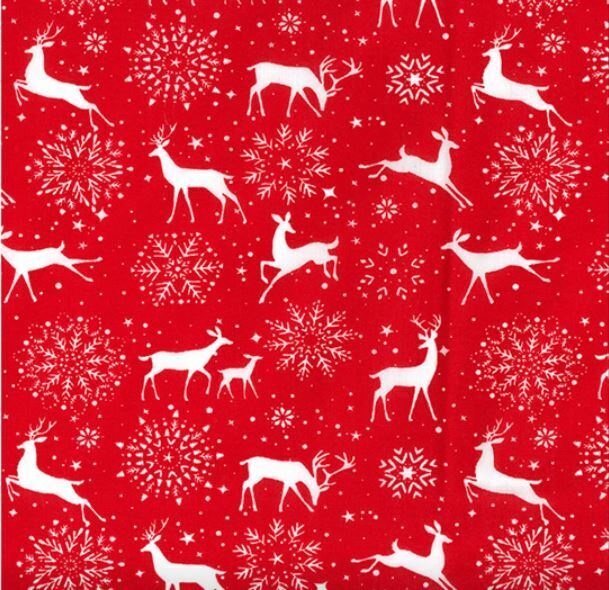 Christmas Polycotton Fabric Holly Santa Reindeer Snow Gingerbread Men Xmas