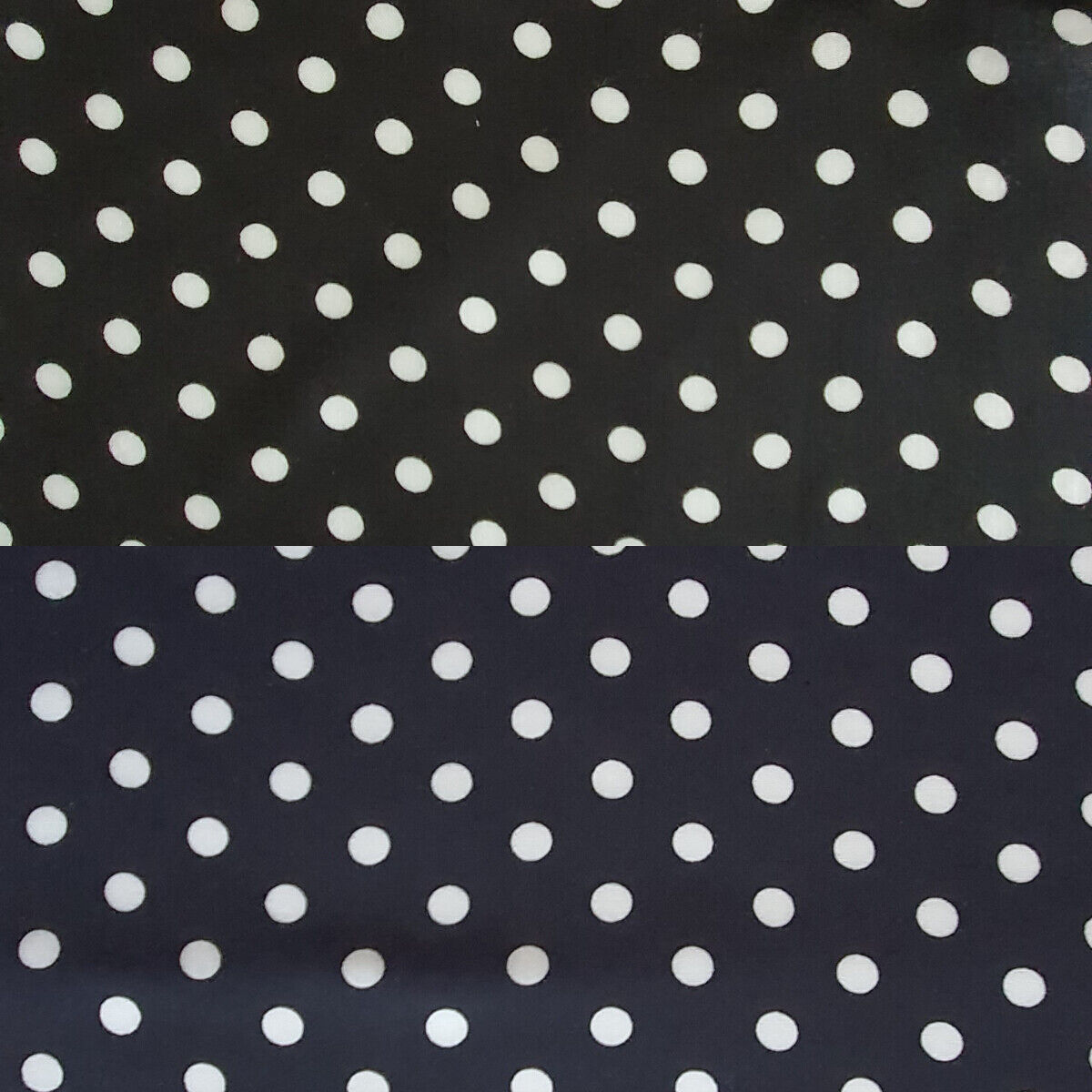 Dressmaking 100% Viscose Rayon Fabric Navy Blue & Black White Polka Dot 140cm