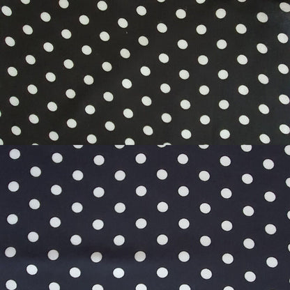 Dressmaking 100% Viscose Rayon Fabric Navy Blue & Black White Polka Dot 140cm