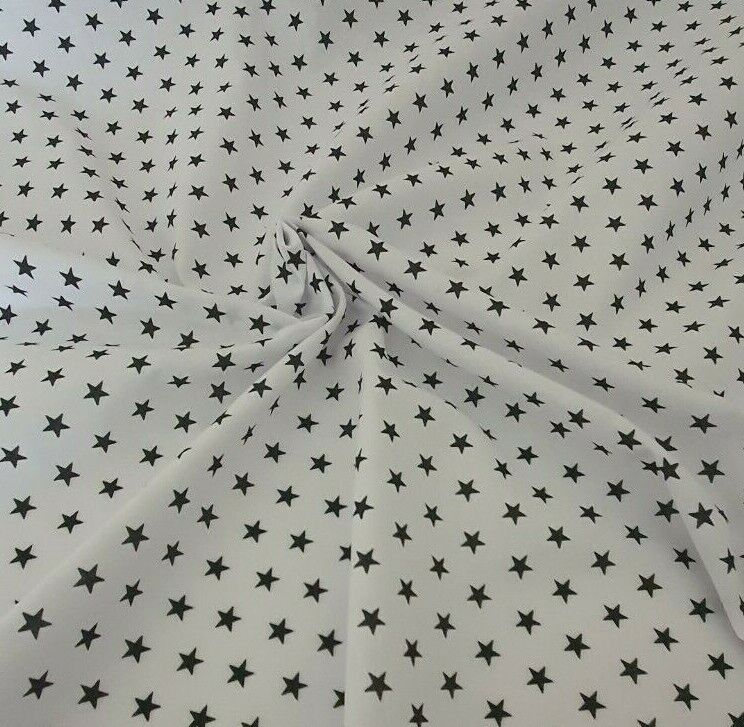 Star Polycotton Fabric Mini Stars Crafts Costume Metre Half Metre Black Pink