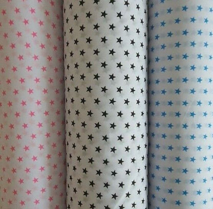 Star Polycotton Fabric Mini Stars Crafts Costume Metre Half Metre Black Pink