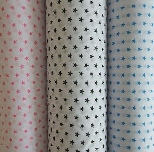 Star Polycotton Fabric Mini Stars Crafts Costume Metre Half Metre Black Pink