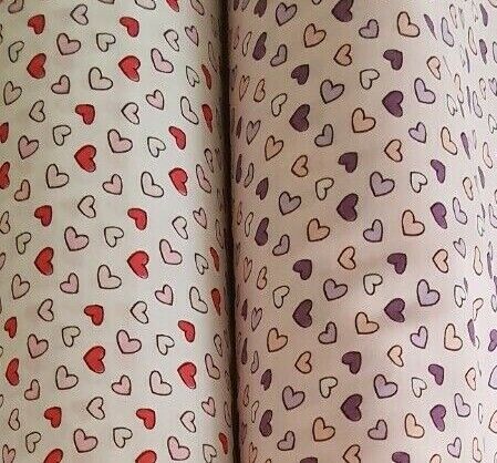 100% Cotton Fabric Valentines Day Love Hearts Sewing Craft Material