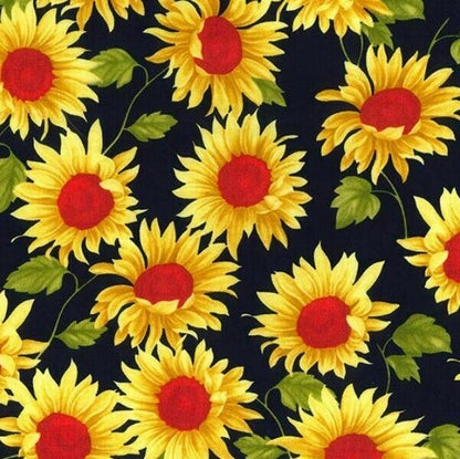 Sunflower Rose & Hubble 100% Cotton Poplin Fabric Floral Yellow Metre Flowers