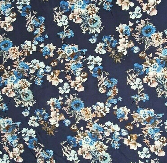 100% Viscose Fabric Floral Flowers Dress Material Dressmaking Sewing