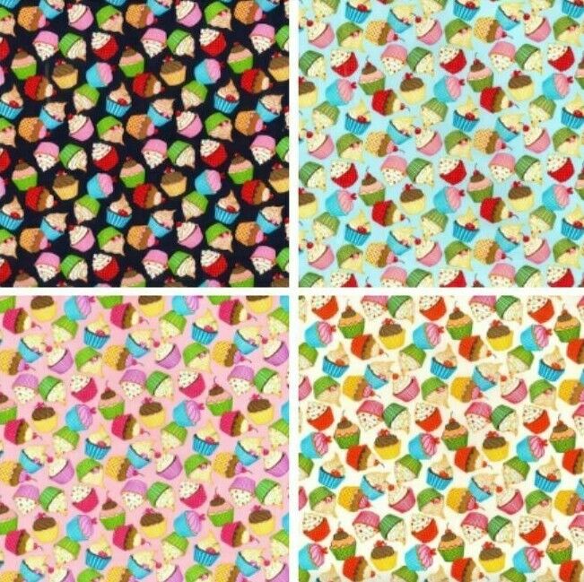 Cupcake 100% Cotton Poplin Fabric Rose & Hubble Cupcakes Tea Jubilee