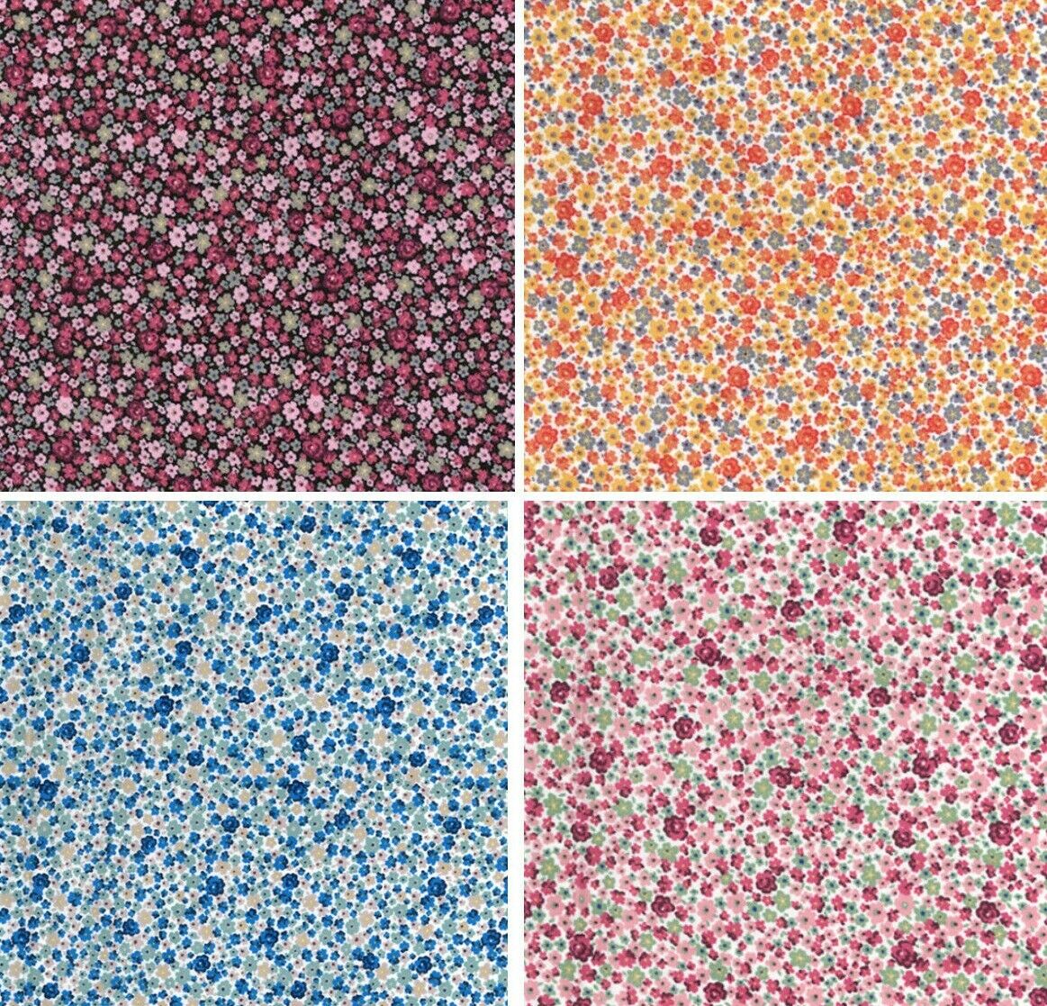 Ditsy Floral Fabic 100% Cotton Poplin Fabric Rose & Hubble