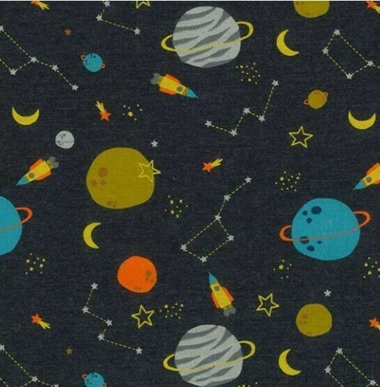 Children's Cotton Jersey Fabric Leggings Babygrow Pyjamas Planet Stars Space