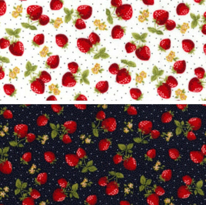 Strawberry 100% Cotton Poplin Fabric Rose & Hubble Strawberries Polka Dots